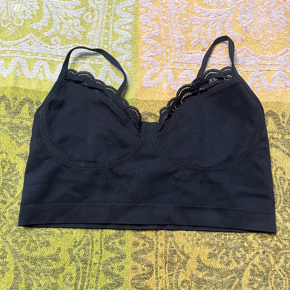Aerie Black Lace Detail Bralette